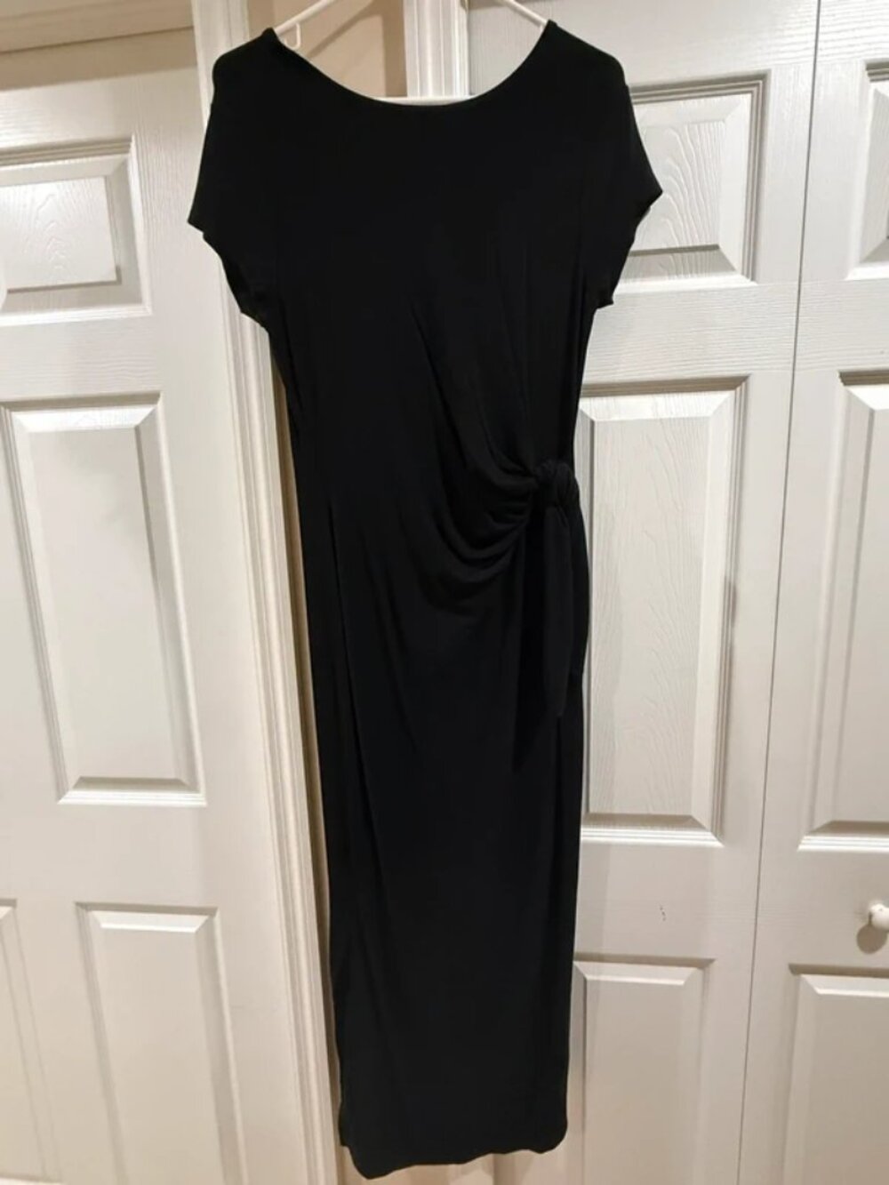 Magaschoni Black Knot Front Midi Dress, Size M